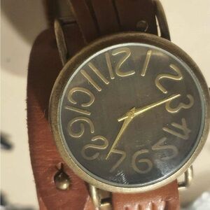 🦋10/$20🦋 Bronze Leather Double Loop Women's Watch